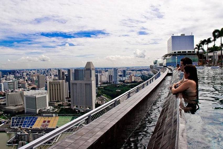 Басейн на покрива на хотел в Сингапур